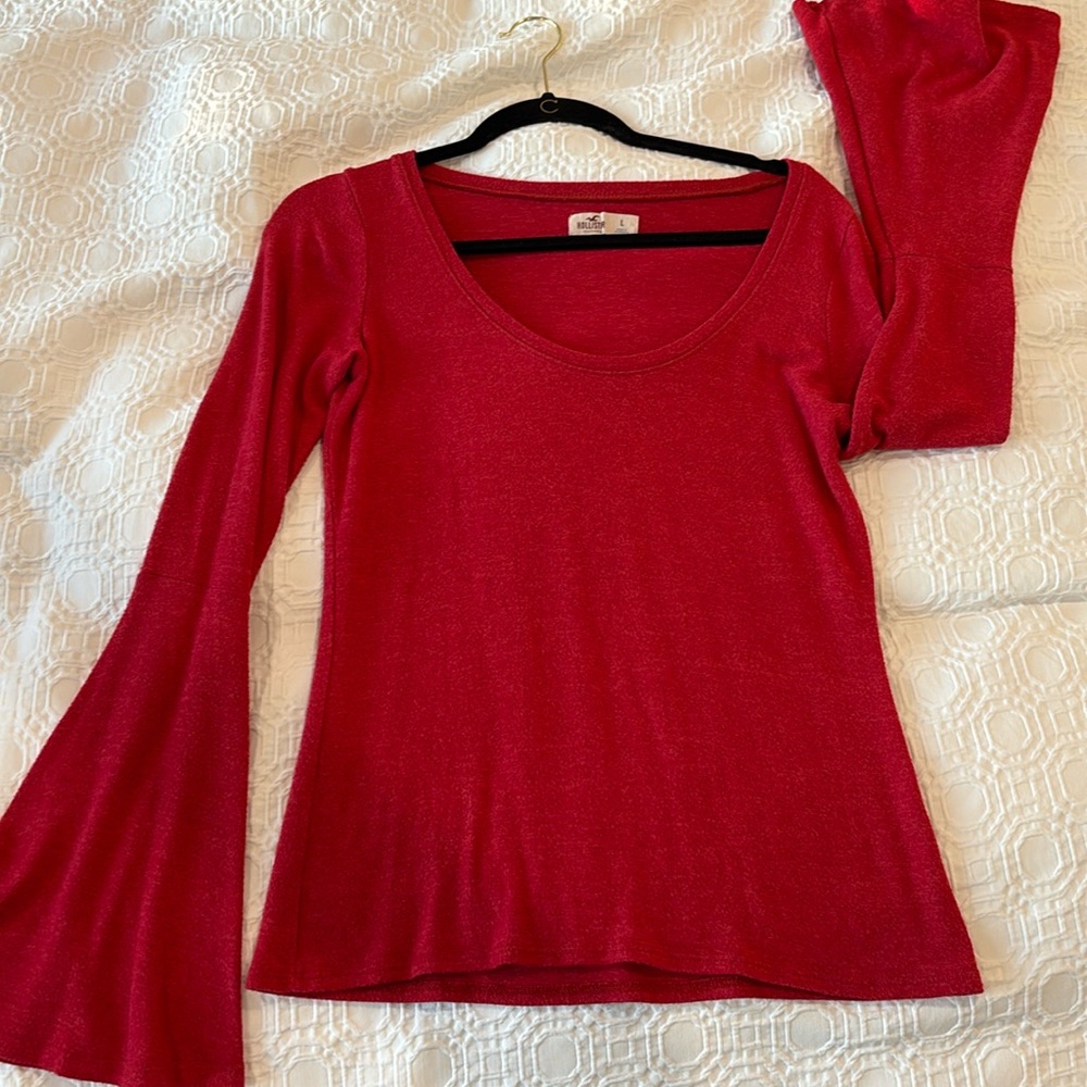 Hollister Bell sleeve top red large